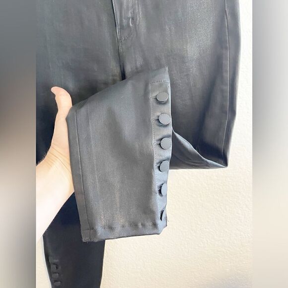 L'AGENCE Piper high-rise coated faux leather look skinny jeans button detail. 28 - Picture 7 of 10